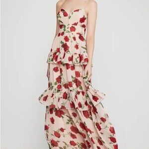 Floral Tiered Maxi Dress - Red and Cream by BCBG MAX AZARIA